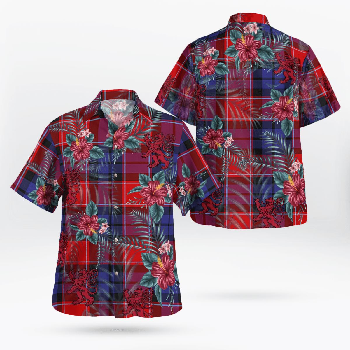 Clan Haldane 1 Tartan Scottish Lion Hawaiian Shirt NC27 Haldane 1 Tartan Tartan Hawaii Shirt   