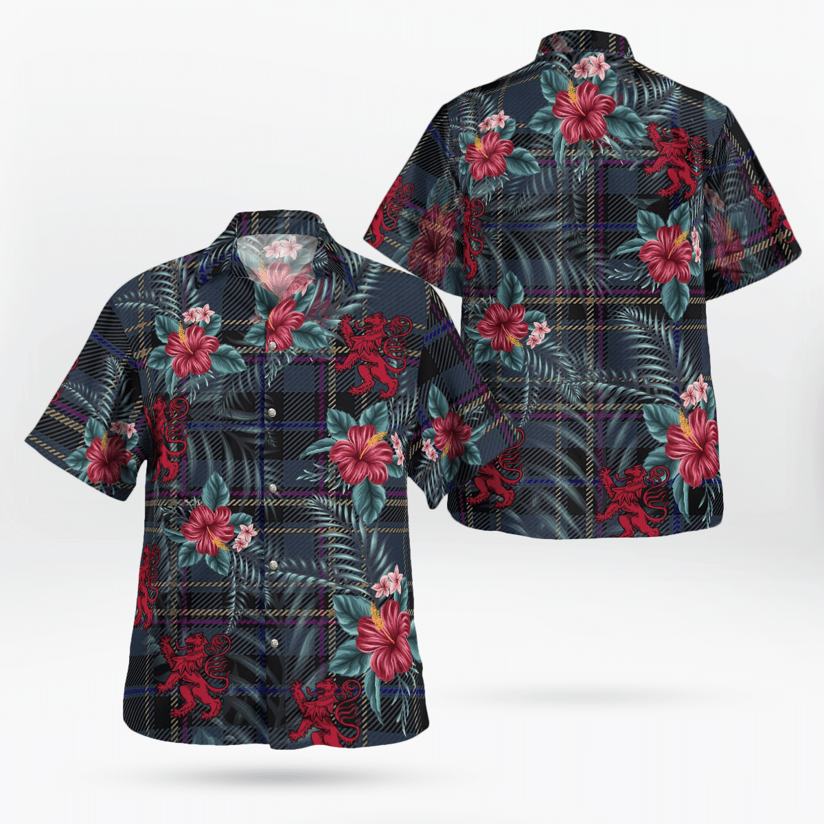 Clan Conway Tartan Scottish Lion Hawaiian Shirt GN37 Conway Tartan Tartan Hawaii Shirt   