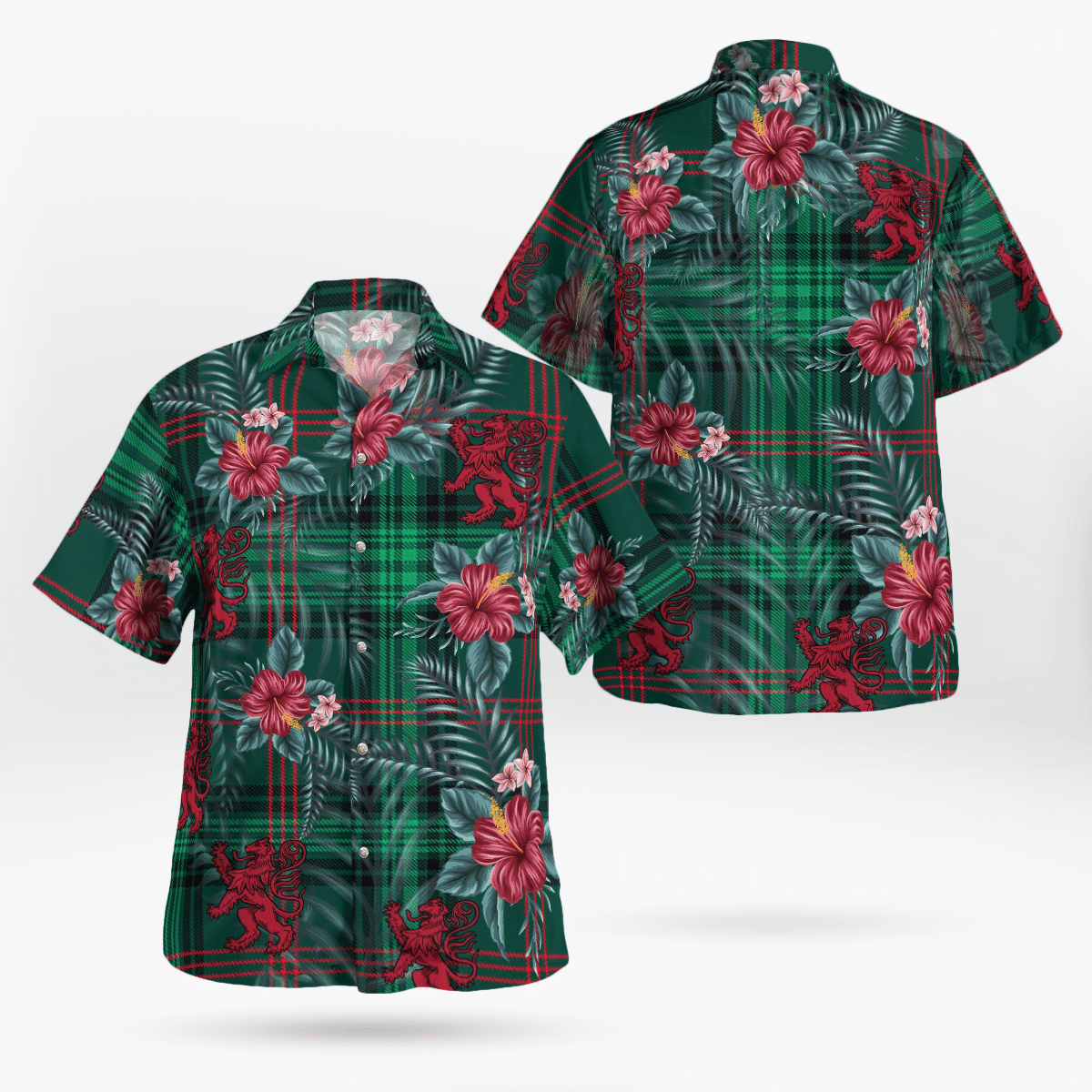 Clan Clan Ross Hunting Modern Tartan Scottish Lion Hawaiian Shirt KS62 Ross Hunting Modern Tartan Tartan Hawaii Shirt   