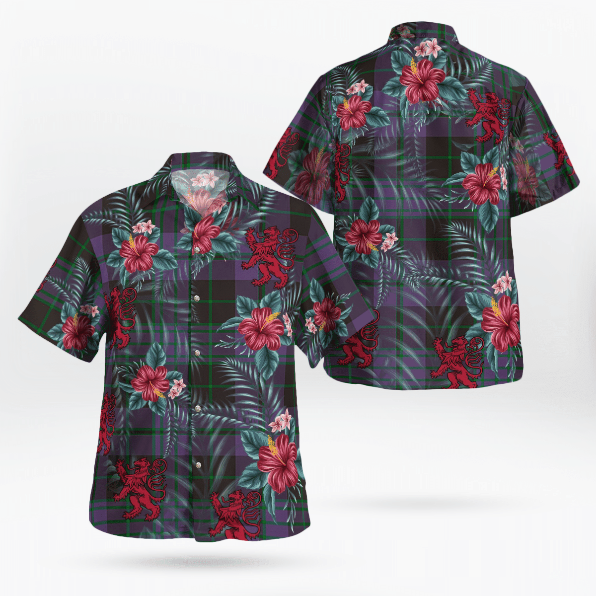 Clan Clergy Green Tartan Scottish Lion Hawaiian Shirt CP17 Clergy Green Tartan Tartan Hawaii Shirt   