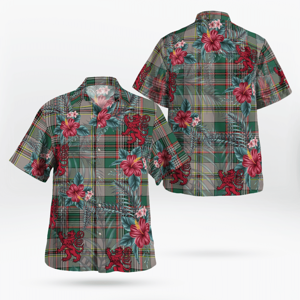 Clan Craig Ancient Tartan Scottish Lion Hawaiian Shirt ZB19 Craig Ancient Tartan Tartan Hawaii Shirt   