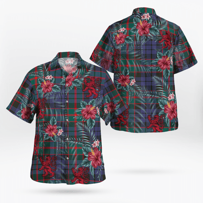 Clan Fletcher of Dunans Tartan Scottish Lion Hawaiian Shirt