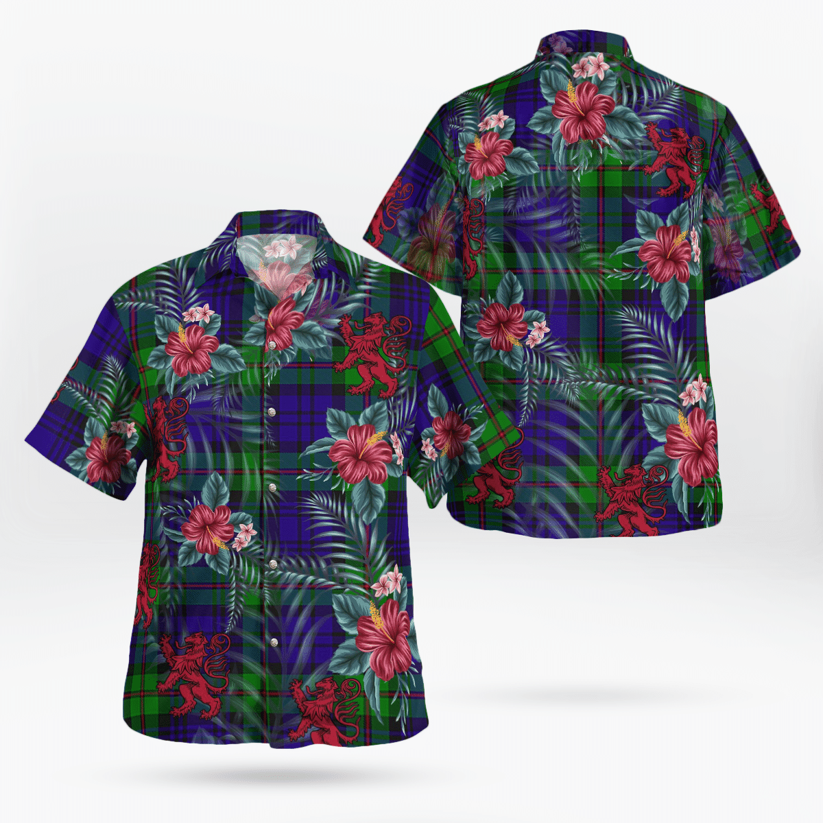 Clan MacKinlay Modern Tartan Scottish Lion Hawaiian Shirt KM74 MacKinlay Modern Tartan Tartan Hawaii Shirt   