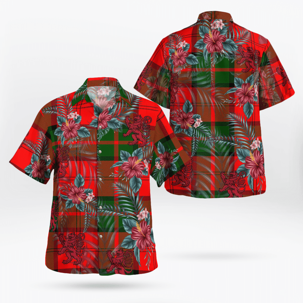 Clan Dunbar Modern Tartan Scottish Lion Hawaiian Shirt ON16 Dunbar Modern Tartan Tartan Hawaii Shirt   