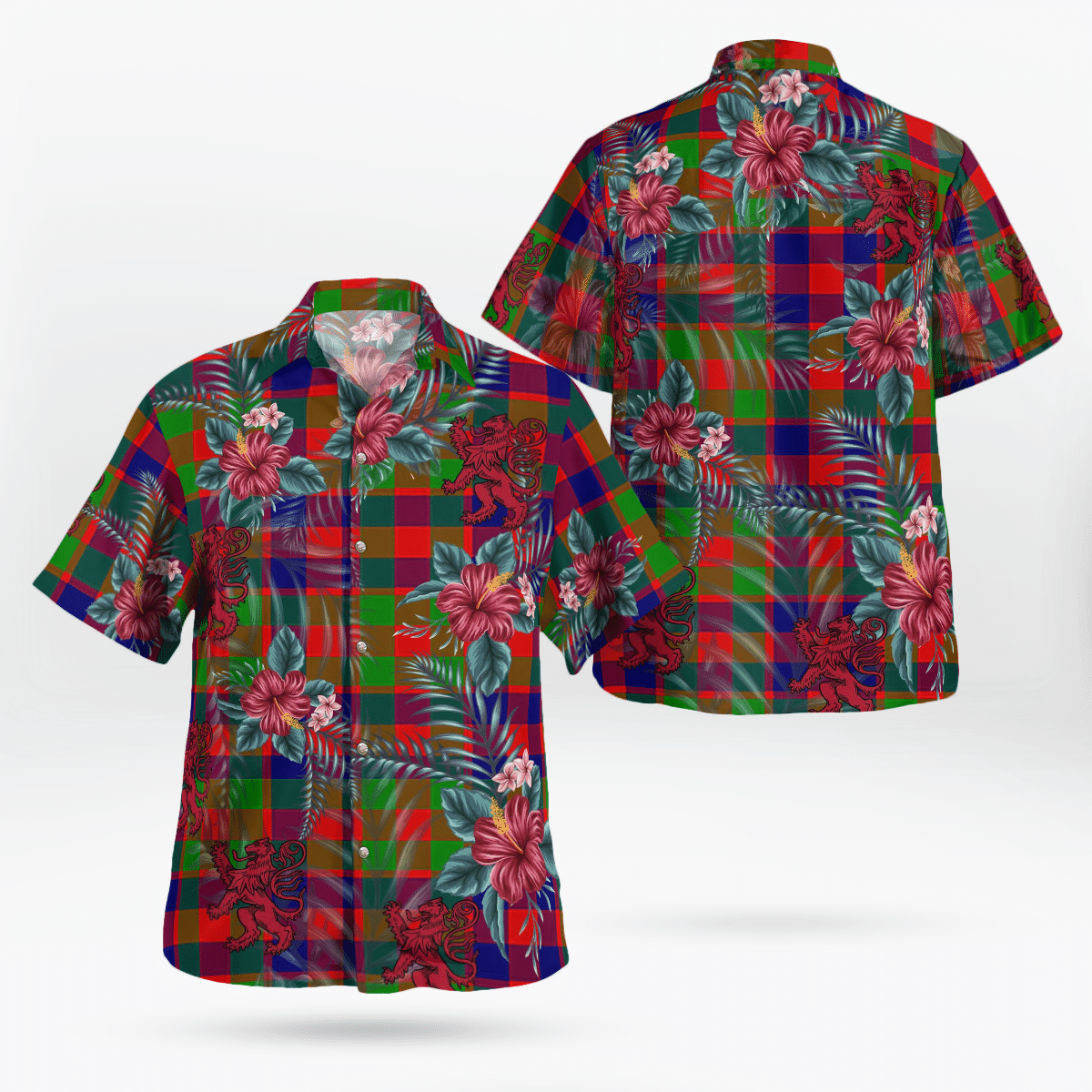 Clan Gow (or McGouan) Tartan Scottish Lion Hawaiian Shirt XG13 Gow (or McGouan) Tartan Tartan Hawaii Shirt   