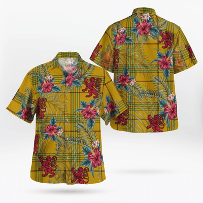 Clan Houston Tartan Scottish Lion Hawaiian Shirt
