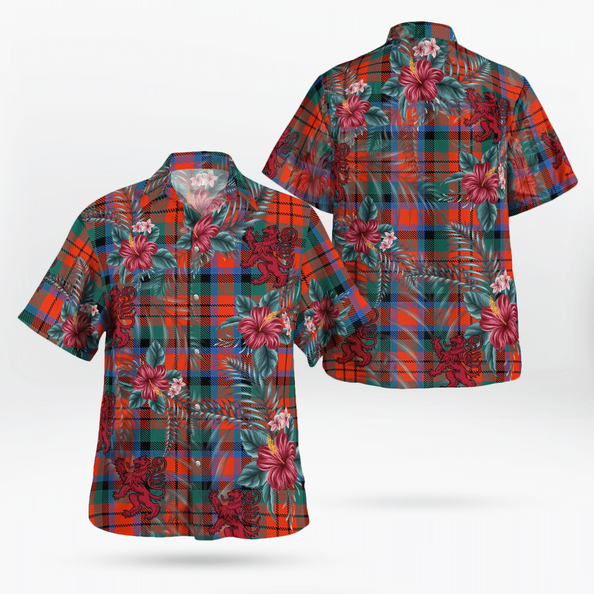 Clan MacDuff Ancient Tartan Scottish Lion Hawaiian Shirt UC49 MacDuff Ancient Tartan Tartan Hawaii Shirt   