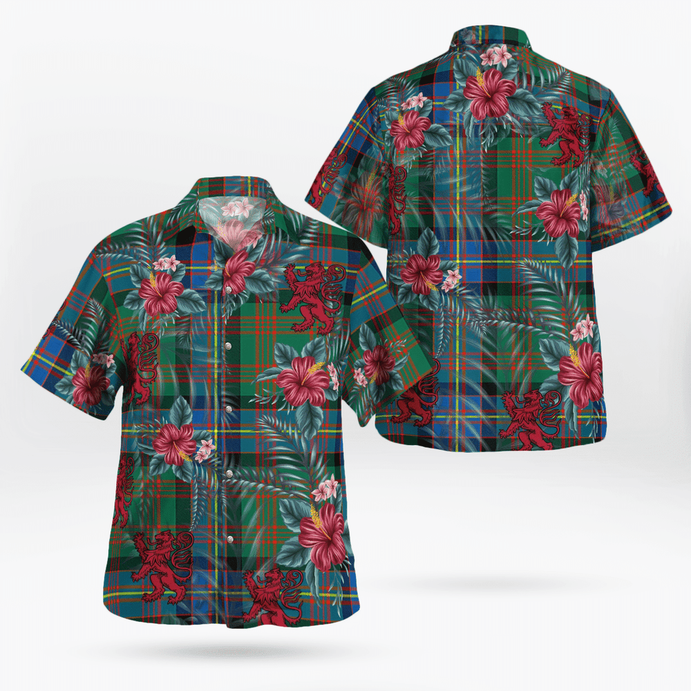 Clan Cochrane Ancient  Tartan Scottish Lion Hawaiian Shirt GL74 Cochrane Ancient Tartan Tartan Hawaii Shirt   