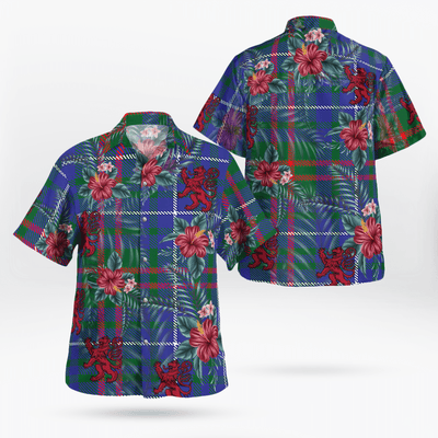 Clan Edmonstone Tartan Scottish Lion Hawaiian Shirt