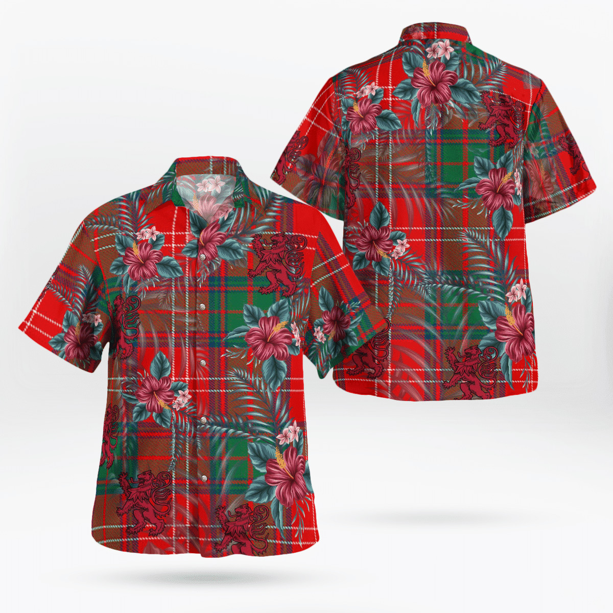 Clan Chisholm Modern Tartan Scottish Lion Hawaiian Shirt PS29 Chisholm Modern Tartan Tartan Hawaii Shirt   