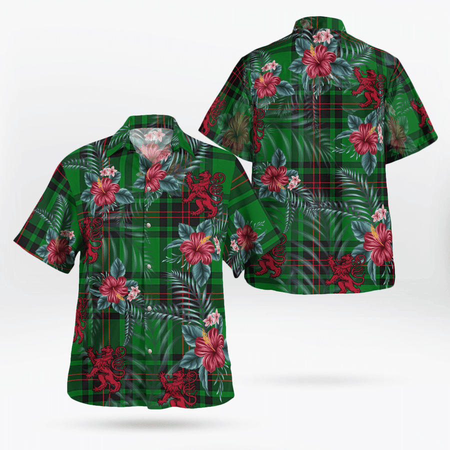 Clan Logie Tartan Scottish Lion Hawaiian Shirt PQ85 Logie Tartan Tartan Hawaii Shirt   
