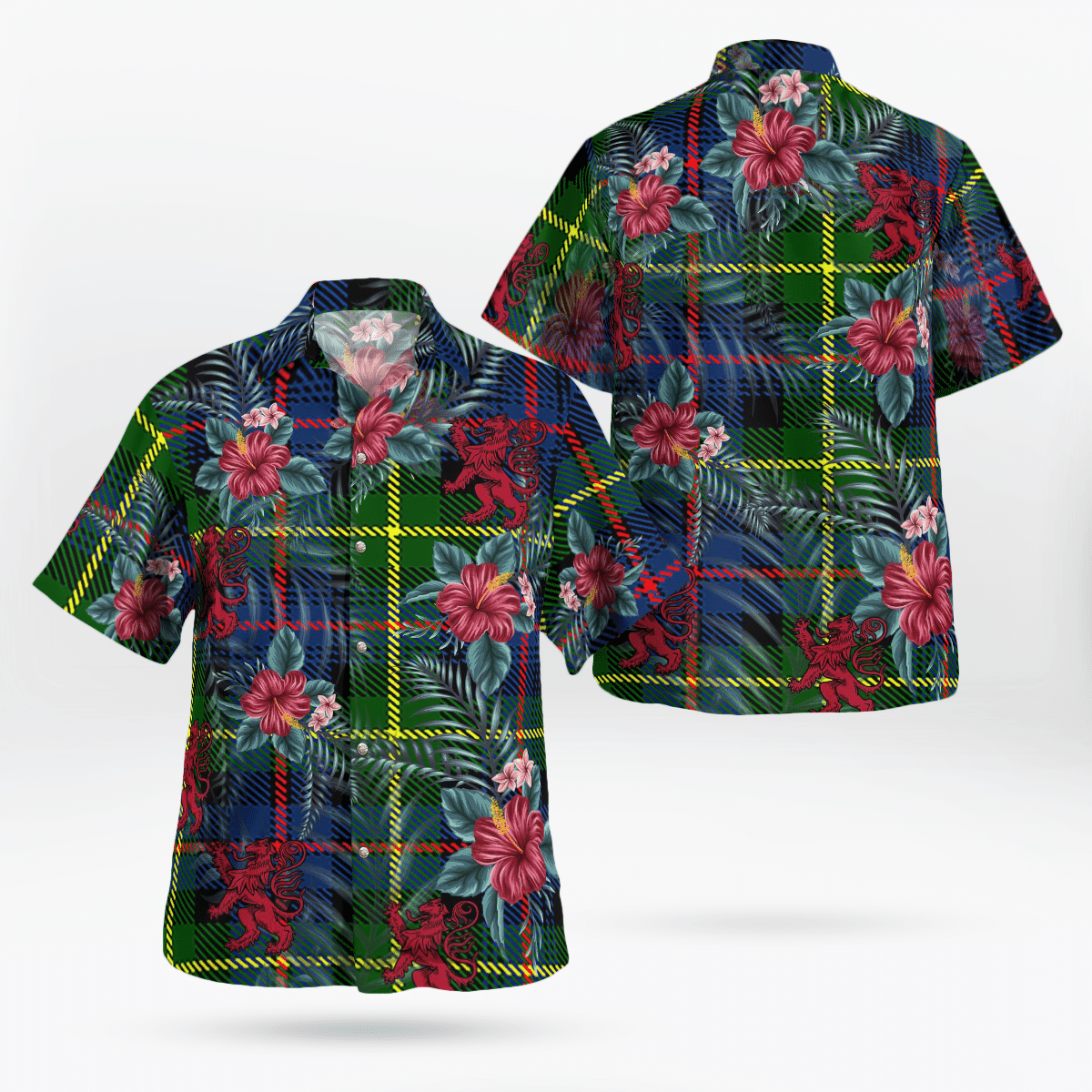 Clan Farquharson Modern Tartan Scottish Lion Hawaiian Shirt TW24 Farquharson Modern Tartan Tartan Hawaii Shirt   