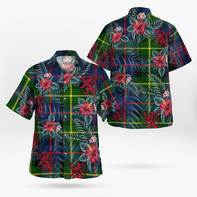 Clan Farquharson Modern Tartan Scottish Lion Hawaiian Shirt TW24