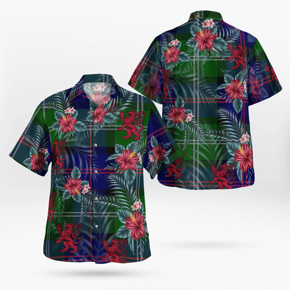 Clan MacThomas Modern Tartan Scottish Lion Hawaiian Shirt TA68 MacThomas Modern Tartan Tartan Hawaii Shirt   