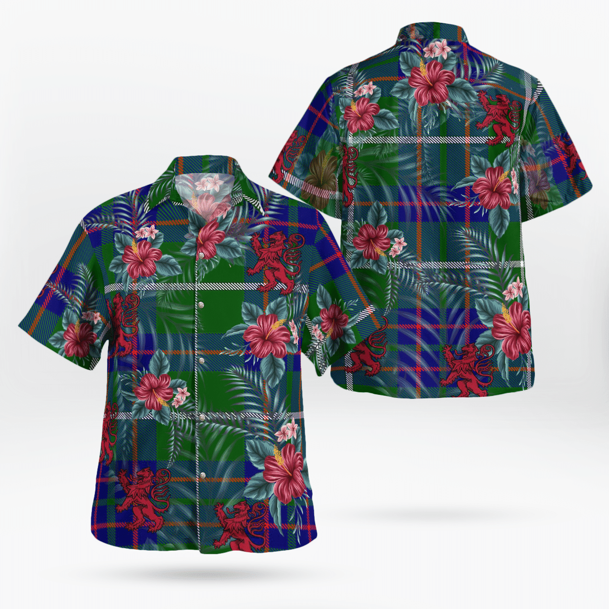 Clan MacIntyre Hunting Modern Tartan Scottish Lion Hawaiian Shirt KG90 MacIntyre Hunting Modern Tartan Tartan Hawaii Shirt   