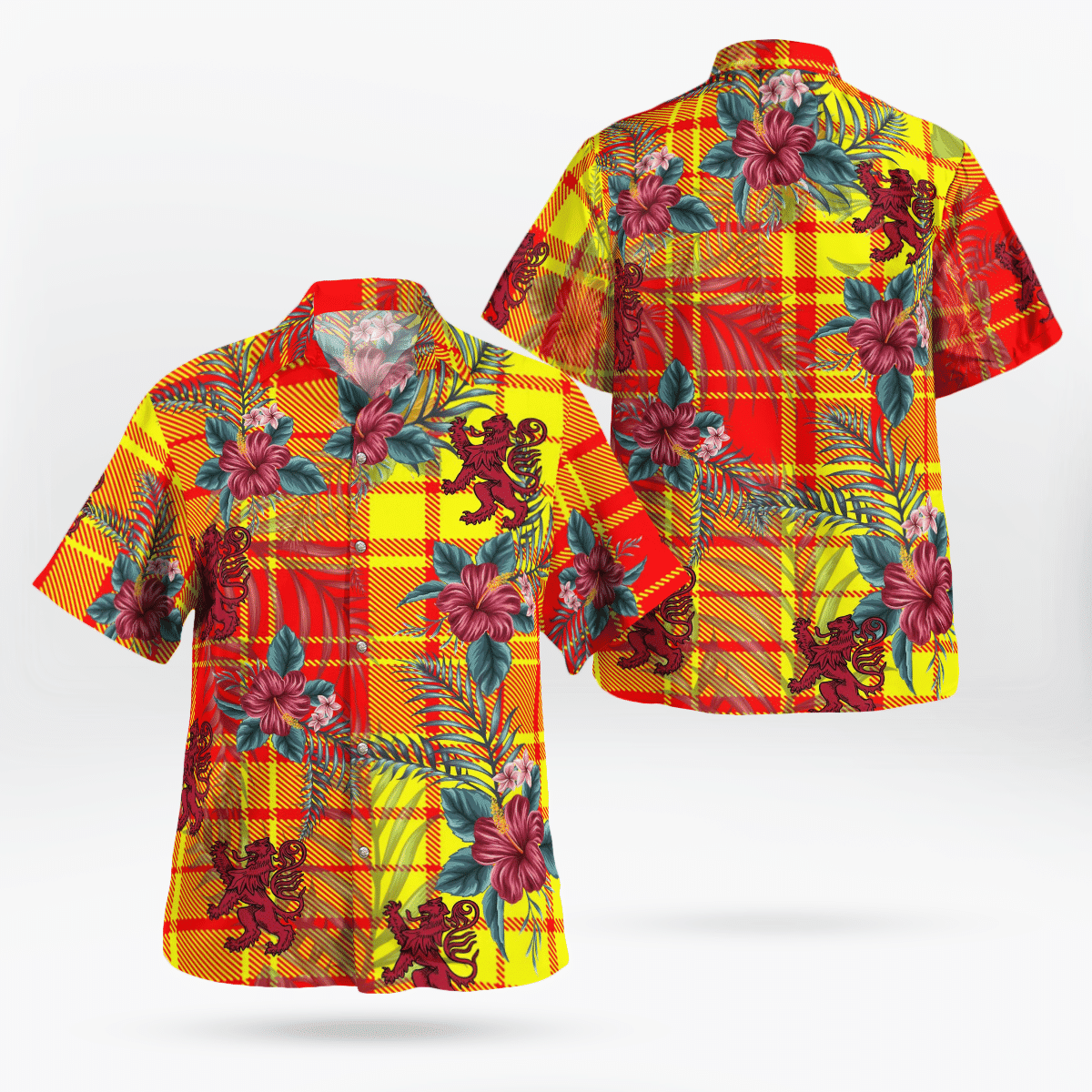 Clan MacMillan Tartan Scottish Lion Hawaiian Shirt OR26 MacMillan Tartan Tartan Hawaii Shirt   
