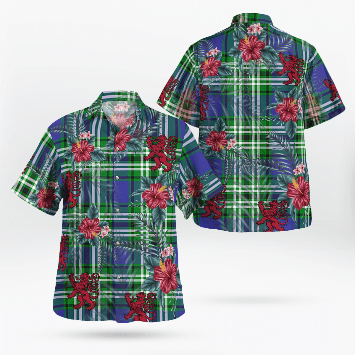 Clan Learmonth Tartan Scottish Lion Hawaiian Shirt OE16 Learmonth Tartan Tartan Hawaii Shirt   