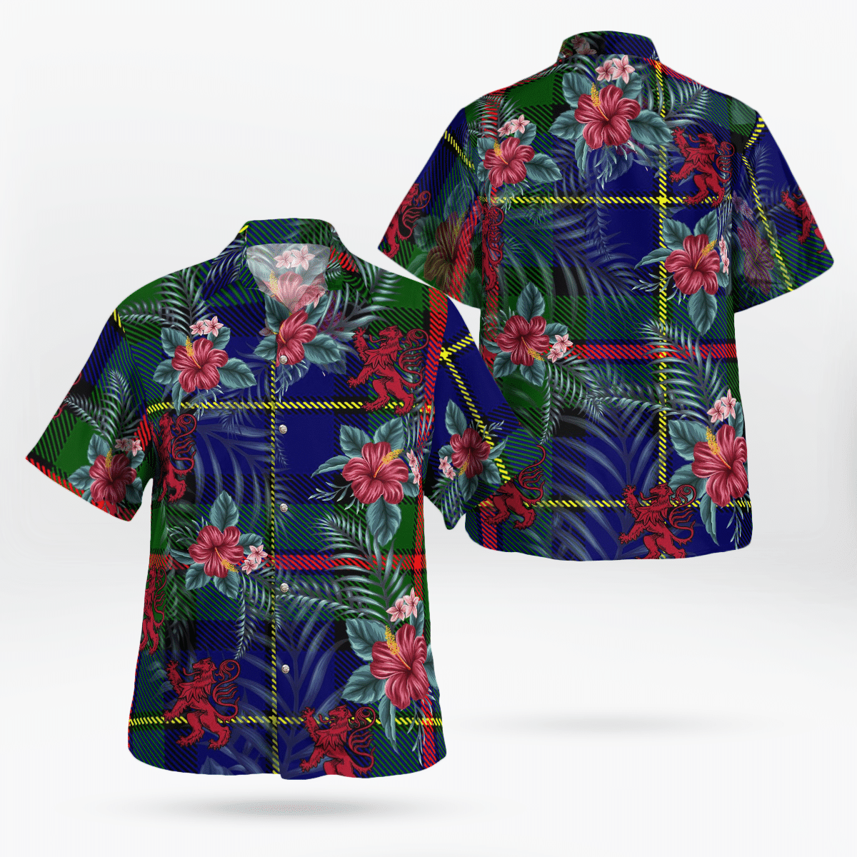 Clan MacLeod of Harris Modern Tartan Scottish Lion Hawaiian Shirt PJ63 MacLeod of Harris Modern Tartan Tartan Hawaii Shirt   
