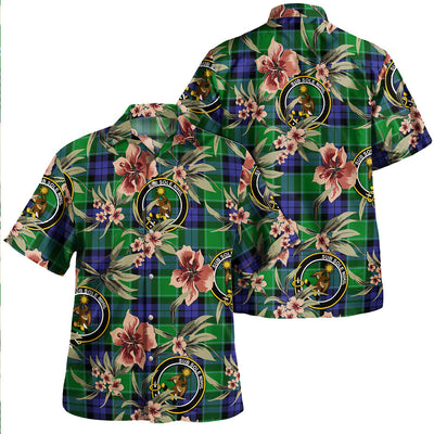 Clan Monteith Tartan Crest Badge Aloha Hawaiian Shirt Tropical Old Style