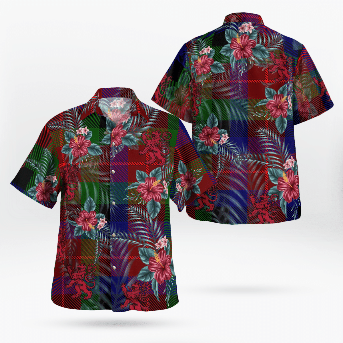 Clan Tennant Tartan Scottish Lion Hawaiian Shirt UC82 Tennant Tartan Tartan Hawaii Shirt   