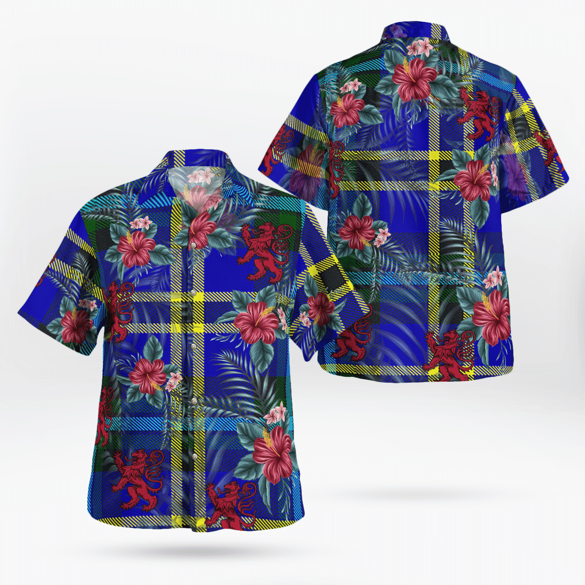 Clan Weir Modern Tartan Scottish Lion Hawaiian Shirt ZG89 Weir Modern Tartan Tartan Hawaii Shirt   