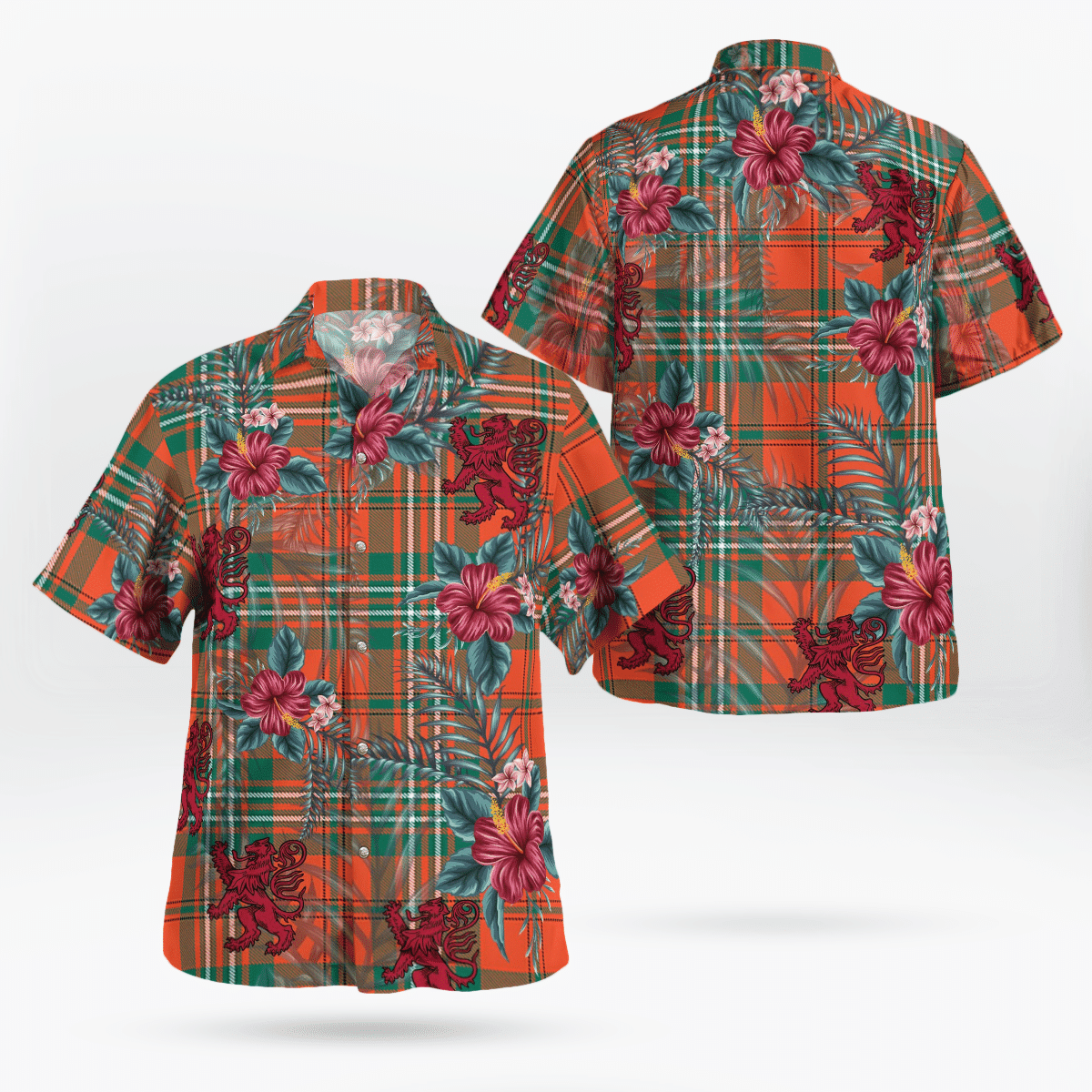 Clan Scott Ancient Tartan Scottish Lion Hawaiian Shirt AP39 Scott Ancient Tartan Tartan Hawaii Shirt   