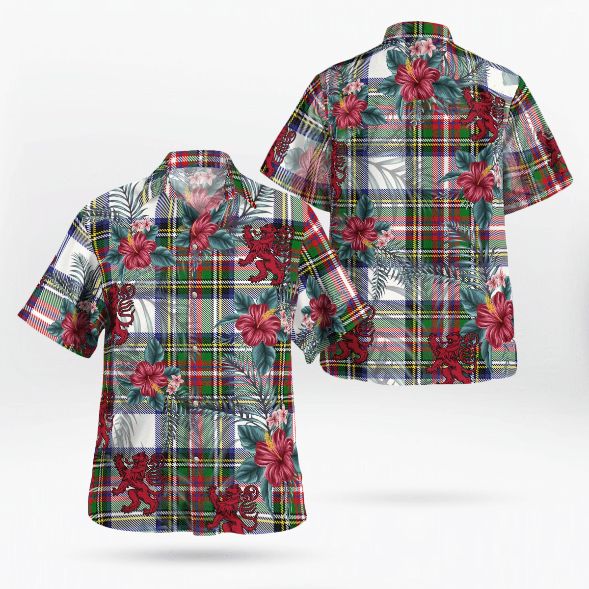 Clan Stewart Dress Modern Tartan Scottish Lion Hawaiian Shirt IJ77 Stewart Dress Modern Tartan Tartan Hawaii Shirt   