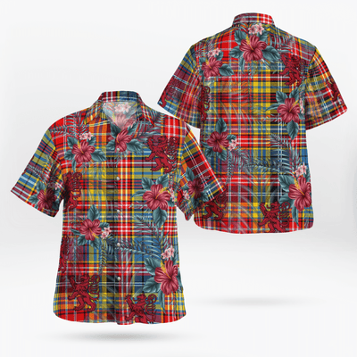 Clan Ogilvie of Airlie Ancient Tartan Scottish Lion Hawaiian Shirt GF96