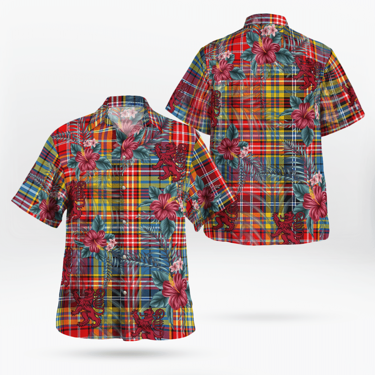 Clan Ogilvie of Airlie Ancient Tartan Scottish Lion Hawaiian Shirt GF96 Ogilvie of Airlie Ancient Tartan Tartan Hawaii Shirt   