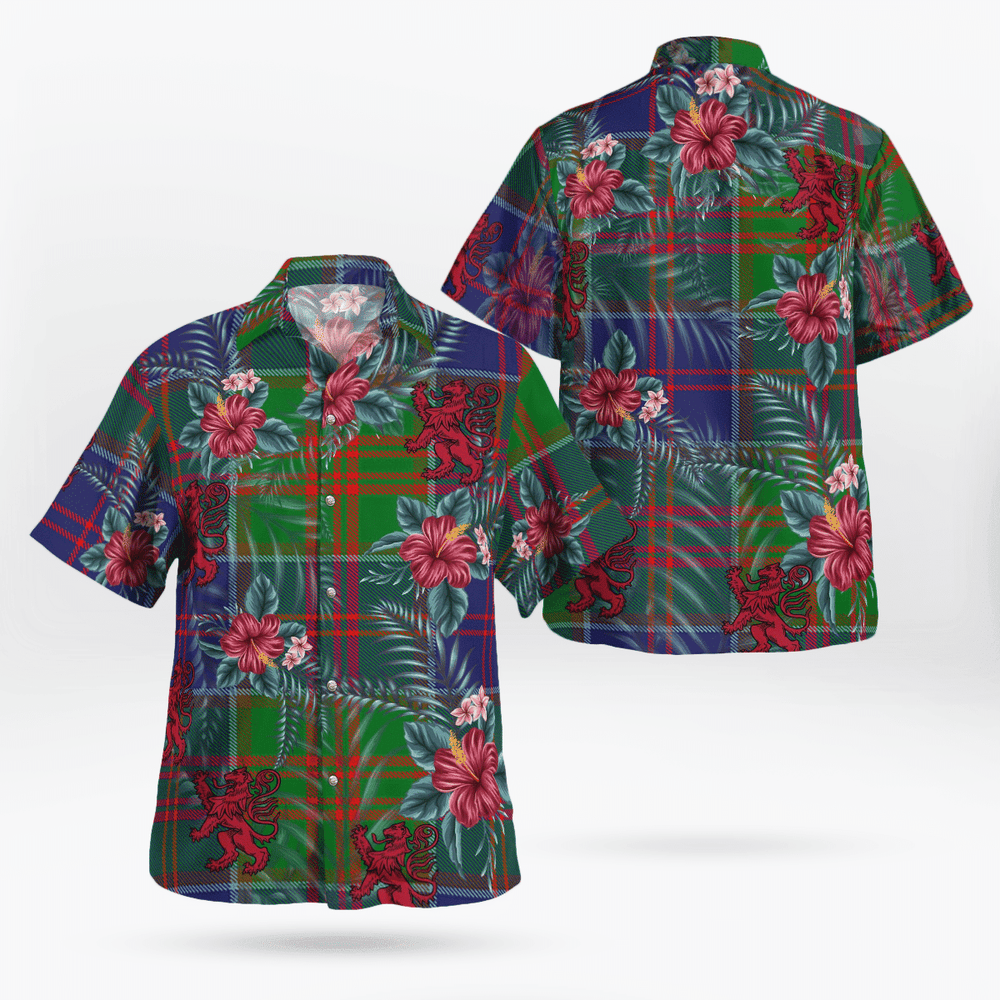 Clan Stewart of Appin Hunting Modern Tartan Scottish Lion Hawaiian Shirt GU89 Stewart of Appin Hunting Modern Tartan Tartan Hawaii Shirt   
