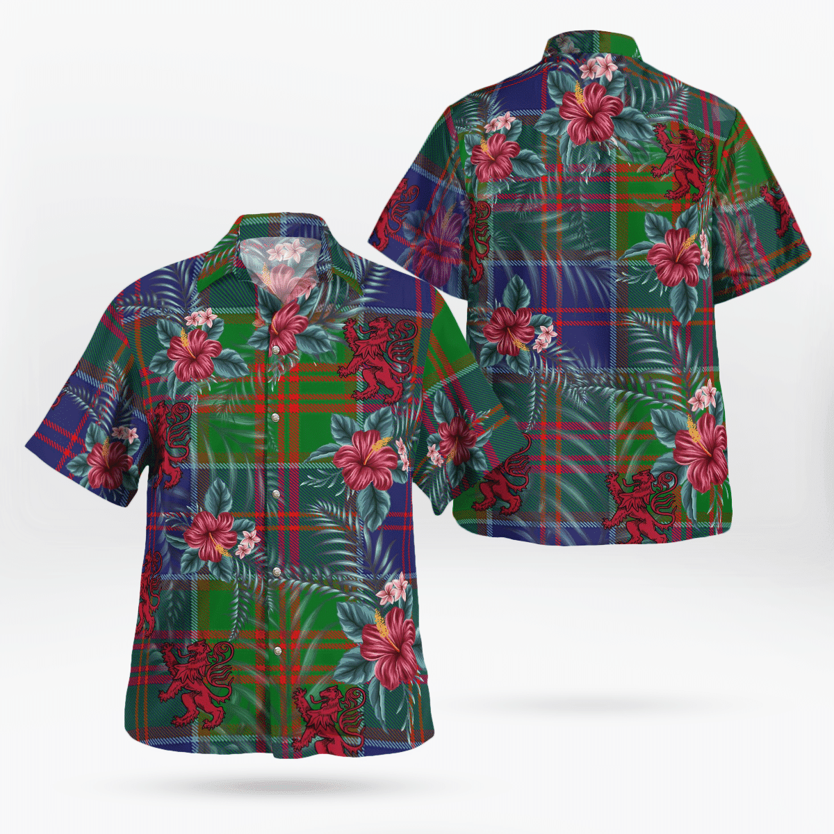 Clan Stewart of Appin Hunting Modern Tartan Scottish Lion Hawaiian Shirt GU89 Stewart of Appin Hunting Modern Tartan Tartan Hawaii Shirt   
