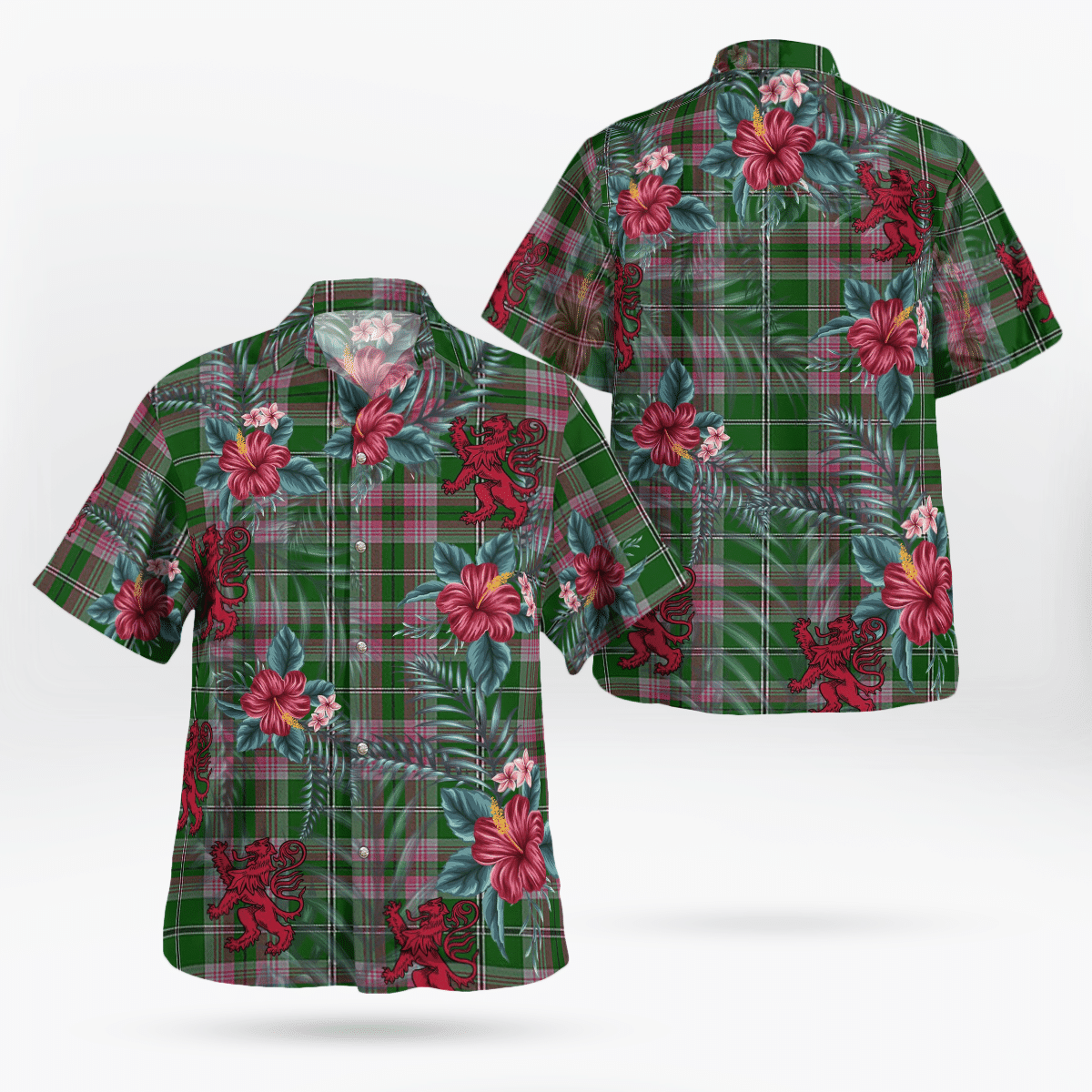 Clan Gray Hunting Tartan Scottish Lion Hawaiian Shirt BQ66 Gray Hunting Tartan Tartan Hawaii Shirt   