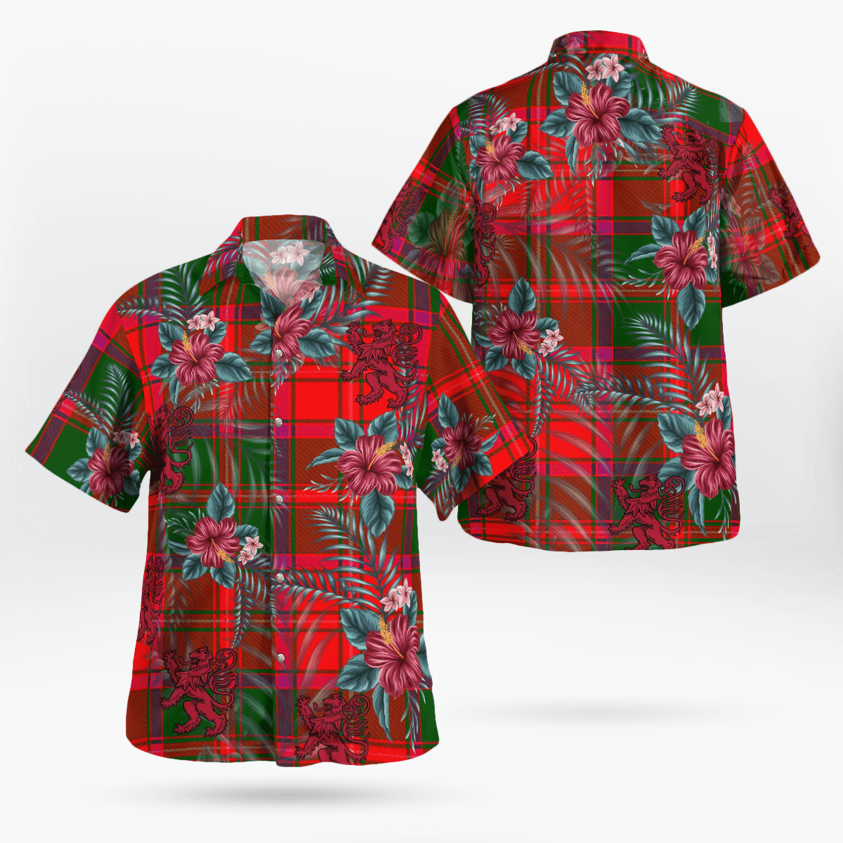 Clan Crief District Tartan Scottish Lion Hawaiian Shirt CN12 Crief District Tartan Tartan Hawaii Shirt   
