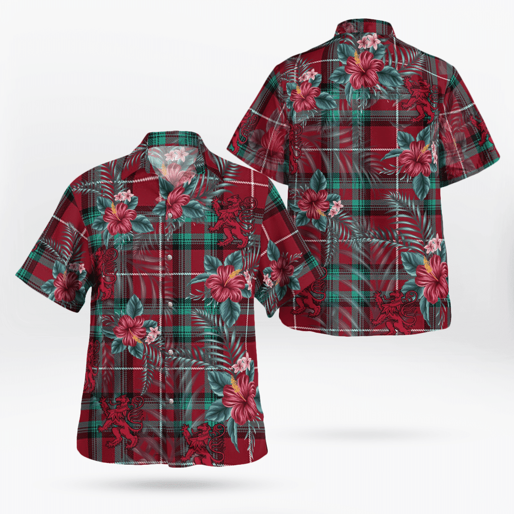Clan Stewart (Stuart) of Bute Tartan Scottish Lion Hawaiian Shirt DY23 Stewart (Stuart) of Bute Tartan Tartan Hawaii Shirt   