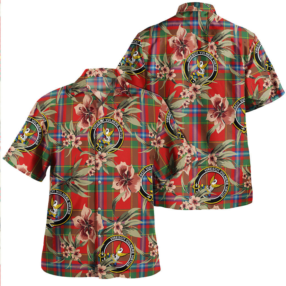 Clan Stewart of Fingask Modern Tartan Crest Badge Aloha Hawaiian Shirt Tropical Old Style QG33 Stewart of Fingask Modern Tartan Tartan Today   