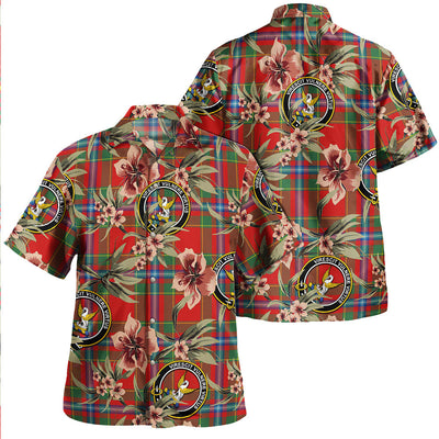 Clan Stewart of Fingask Modern Tartan Crest Badge Aloha Hawaiian Shirt Tropical Old Style QG33