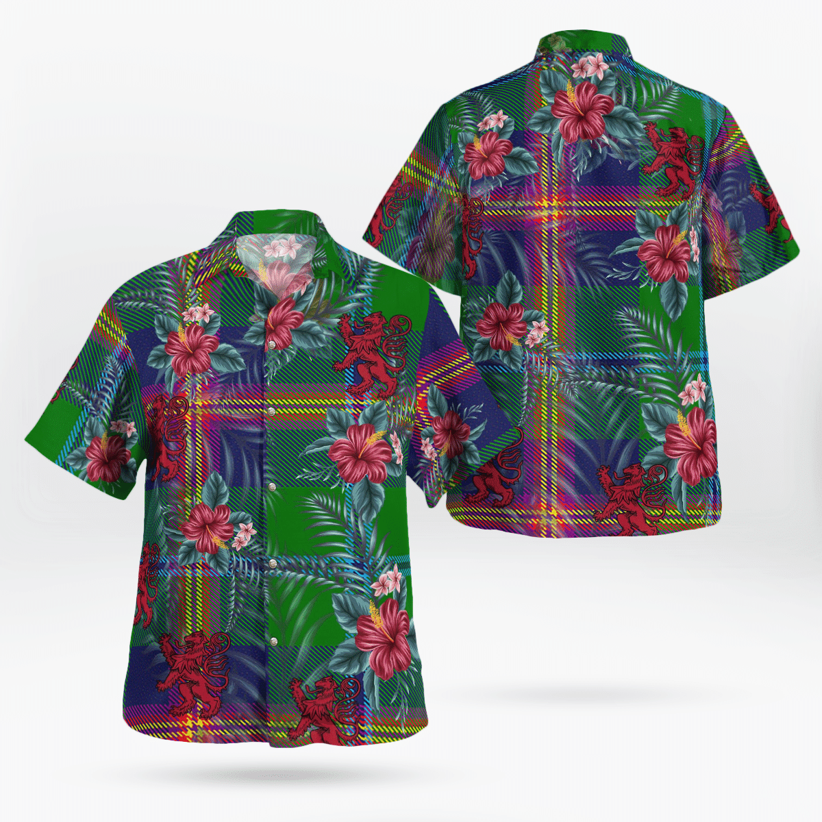 Clan Young Modern Tartan Scottish Lion Hawaiian Shirt QG85 Young Modern Tartan Tartan Hawaii Shirt   