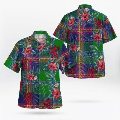 Clan Young Modern Tartan Scottish Lion Hawaiian Shirt