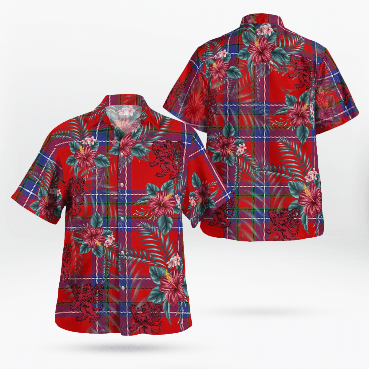 Clan Rait Inverness Tartan Scottish Lion Hawaiian Shirt HO35 Clan Rait (Rait Tartan) Tartan Hawaii Shirt   