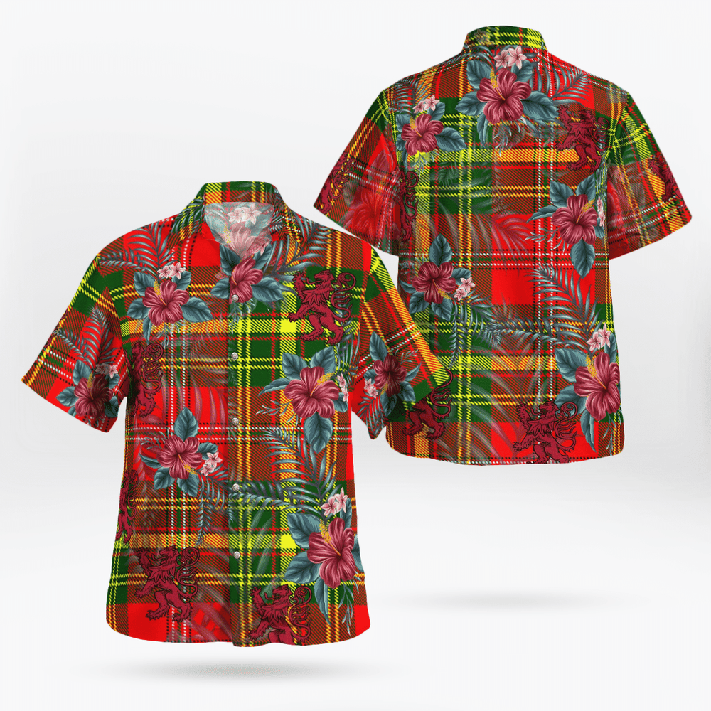 Clan Leask Tartan Scottish Lion Hawaiian Shirt DQ60 Leask Tartan Tartan Hawaii Shirt   
