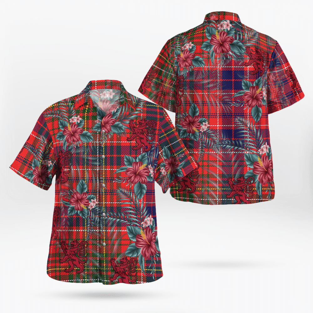 Clan Lumsden Modern Tartan Scottish Lion Hawaiian Shirt PK94 Lumsden Modern Tartan Tartan Hawaii Shirt   