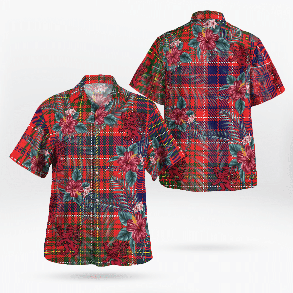 Clan Lumsden Modern Tartan Scottish Lion Hawaiian Shirt PK94 Lumsden Modern Tartan Tartan Hawaii Shirt   