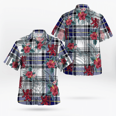 Clan Hannay Tartan Scottish Lion Hawaiian Shirt XS40