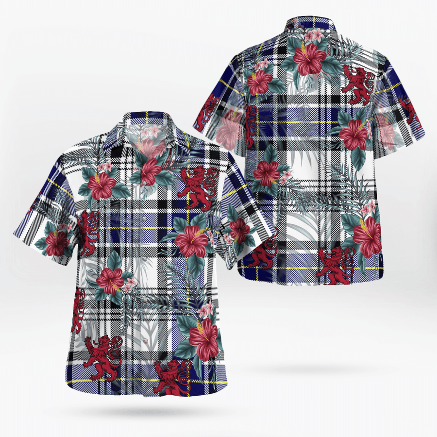 Clan Hannay Tartan Scottish Lion Hawaiian Shirt XS40 Hannay Tartan Tartan Hawaii Shirt   