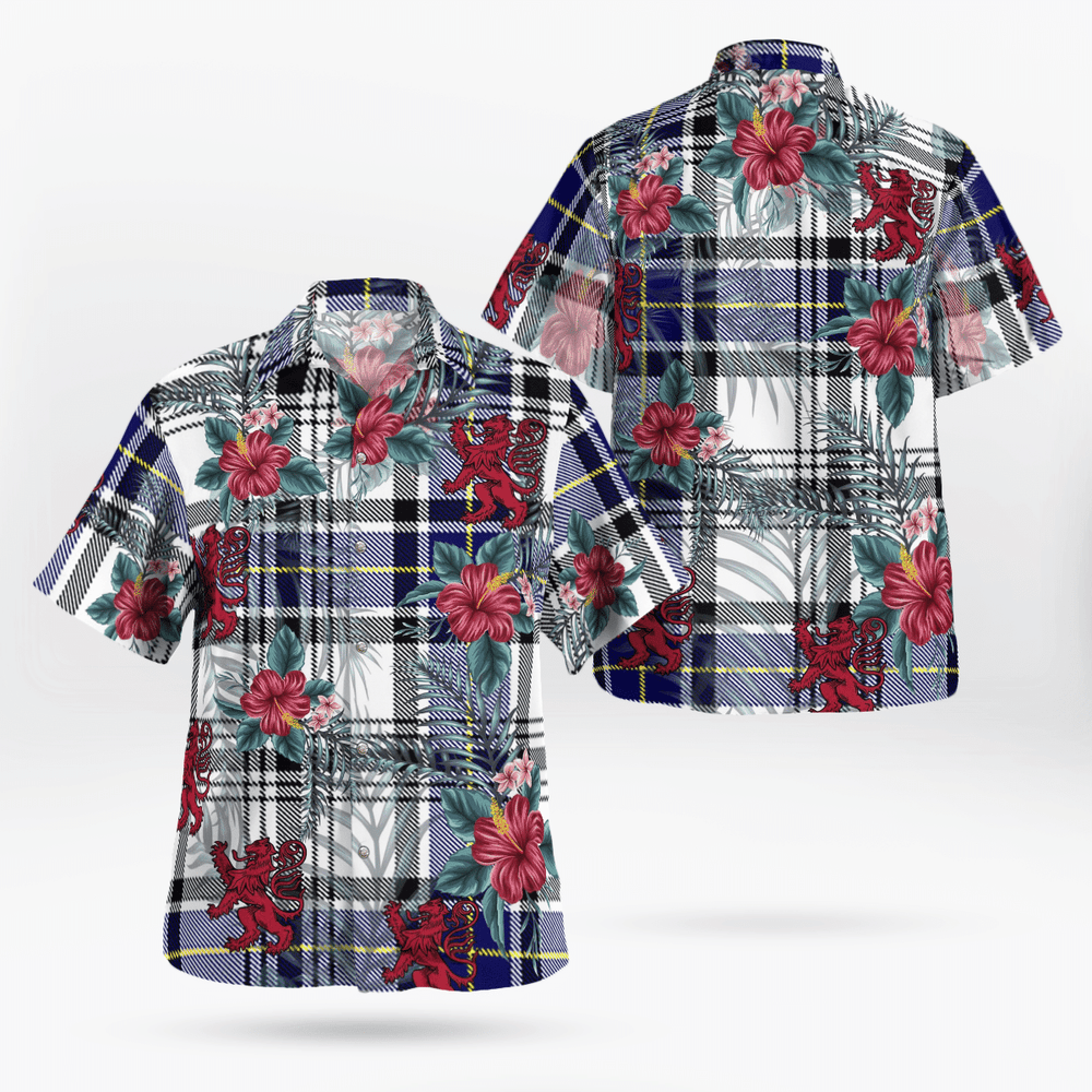 Clan Hannay Tartan Scottish Lion Hawaiian Shirt XS40 Hannay Tartan Tartan Hawaii Shirt   
