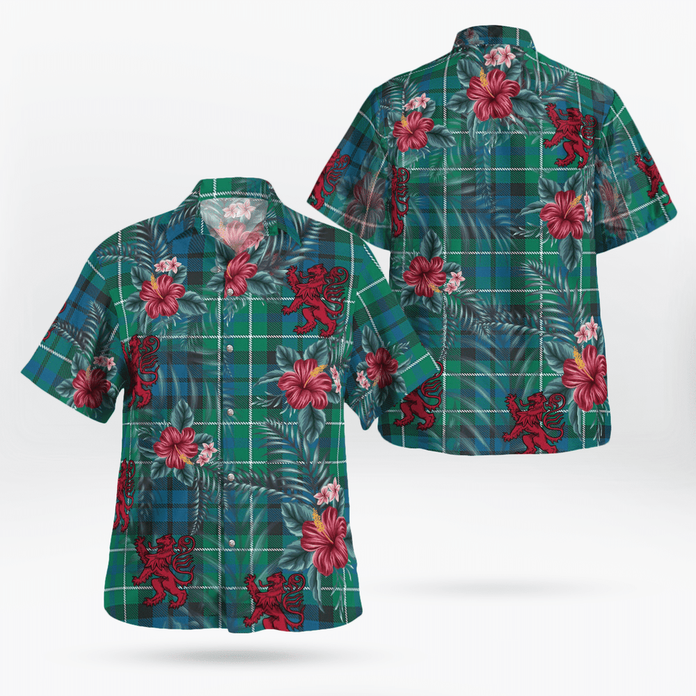 Clan MacNeill of Colonsay Ancient Tartan Scottish Lion Hawaiian Shirt LZ68 MacNeill of Colonsay Ancient Tartan Tartan Hawaii Shirt   
