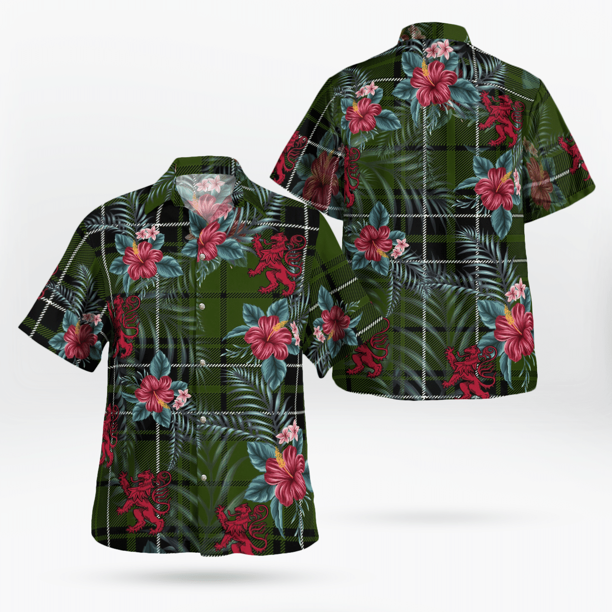 Clan MacLean Hunting Tartan Scottish Lion Hawaiian Shirt XT75 MacLean Hunting Tartan Tartan Hawaii Shirt   