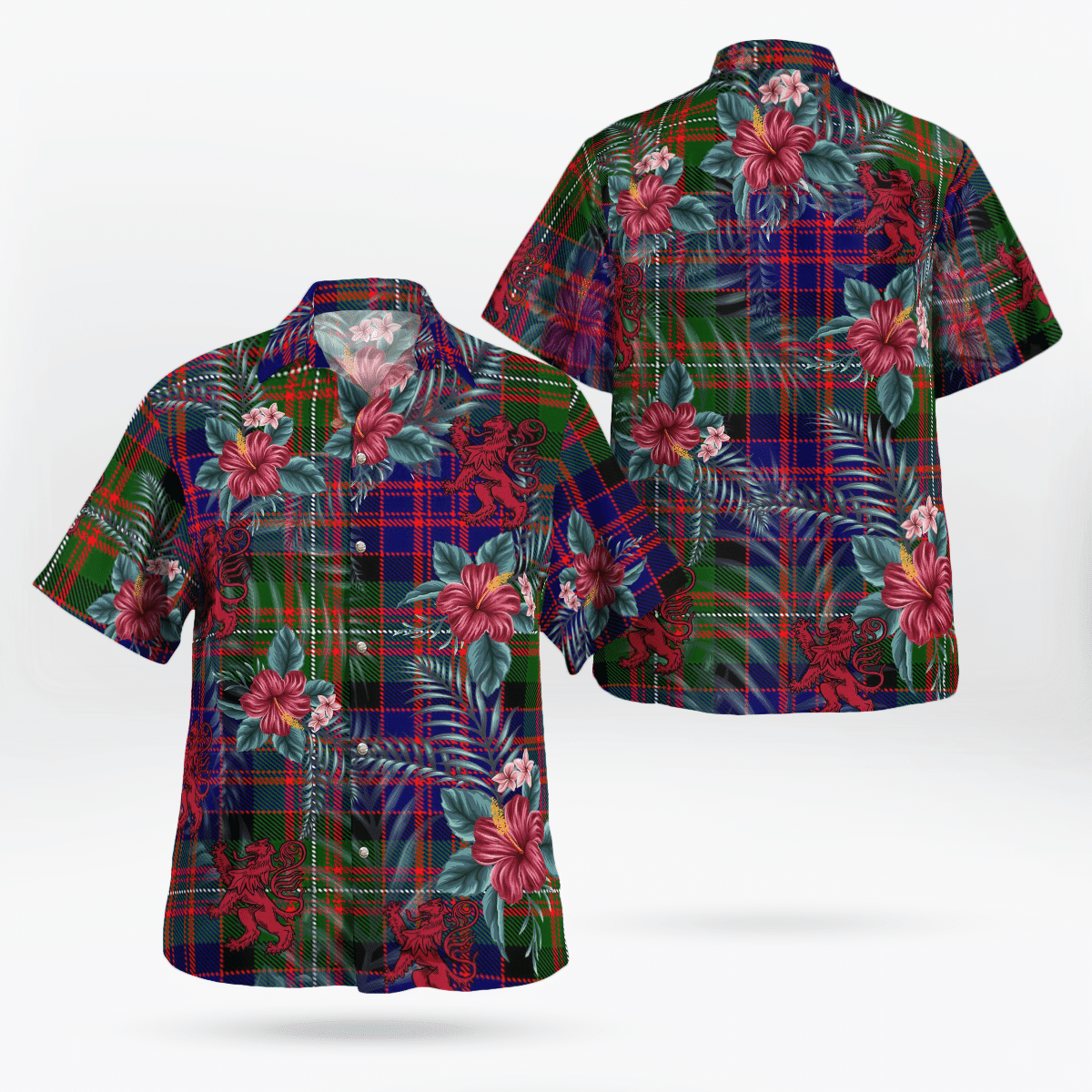 Clan MacDonnell of Glengarry Modern Tartan Scottish Lion Hawaiian Shirt CZ76 MacDonnell of Glengarry Modern Tartan Tartan Hawaii Shirt   