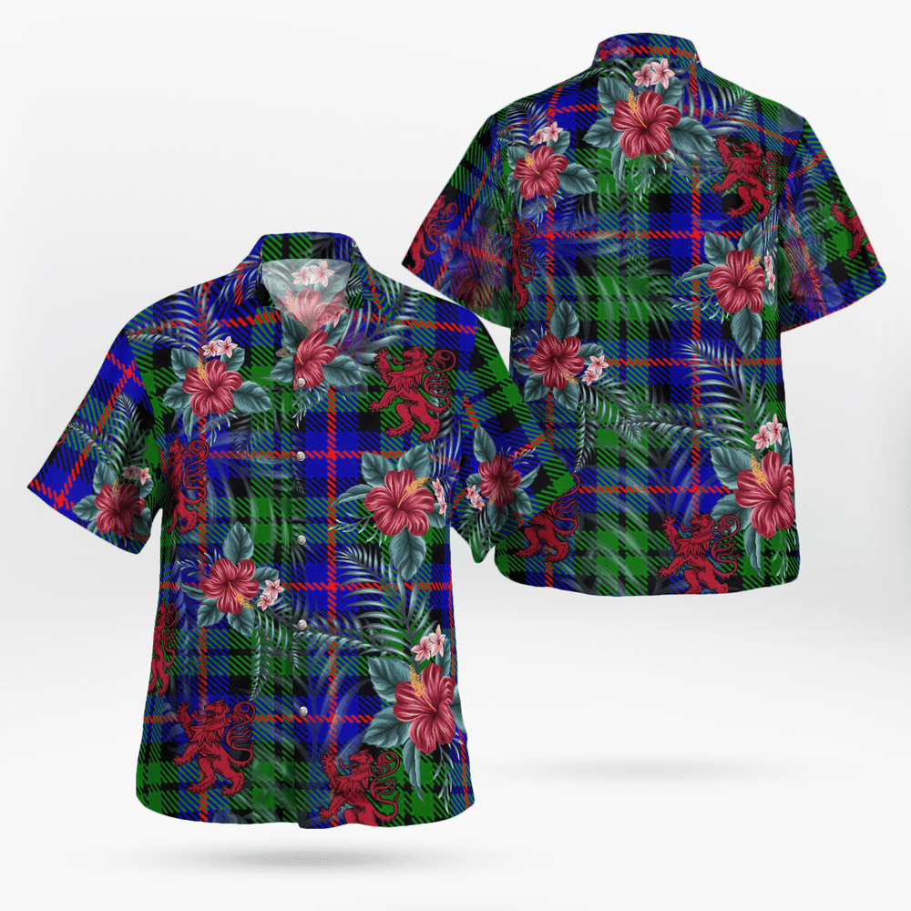 Clan Durham District Tartan Scottish Lion Hawaiian Shirt EK85 Durham District Tartan Tartan Hawaii Shirt   