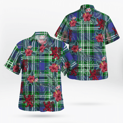 Clan Learmonth Tartan Scottish Lion Hawaiian Shirt TZ57